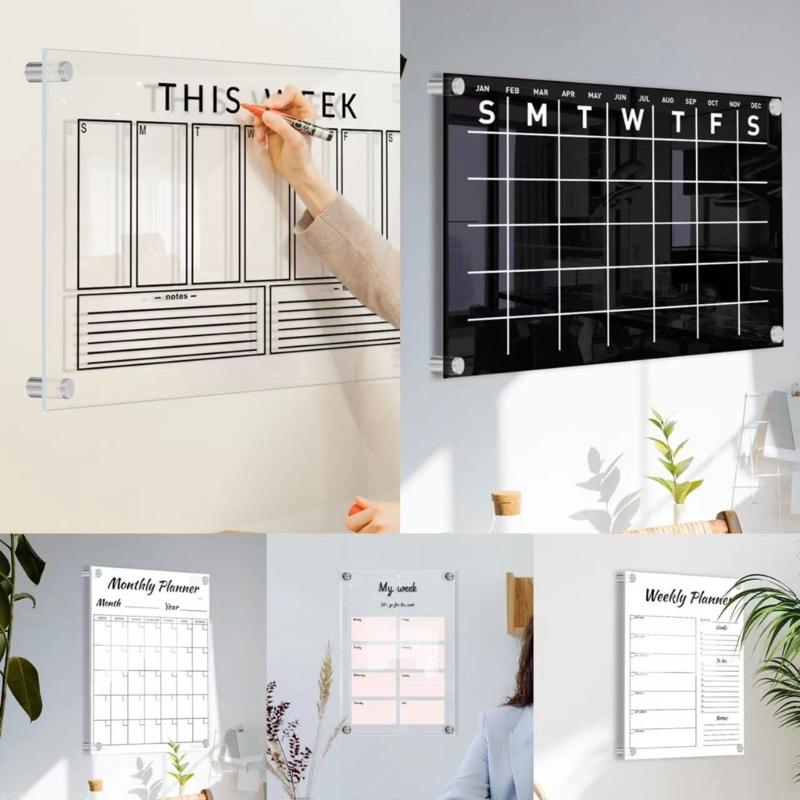 Weekly Planner Acrylic Board Clear Daily Record Board Wall Mounted To Do List Whiteboard Weekly Working Cooking Record Board