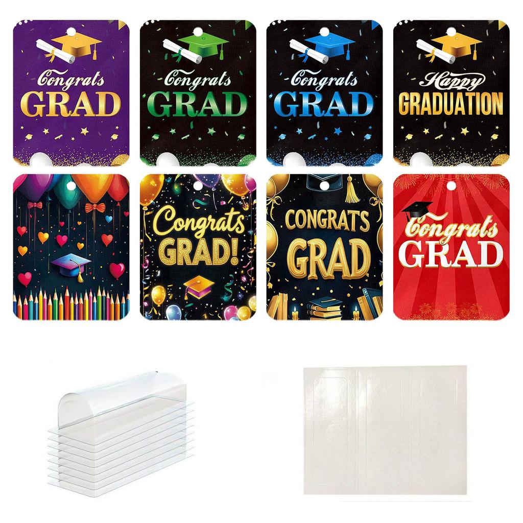 8 Packs Of Graduation Season Cash Card Clips, Checks, Fun Lipstick Clips, Gift Card Clips, Unique Plastic Dome Covers, And Double-sided Adhesive.