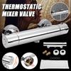 Горячий/Холодный Настенный Латунный Хромированный Термостатический Смеситель для Душа Двойная Ручка Смеситель для Ванны и Душа