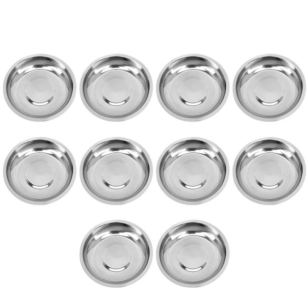 Round Small Sauce Dish Silver Appetizer Condiment Tray Durable Dessert Dish Salt