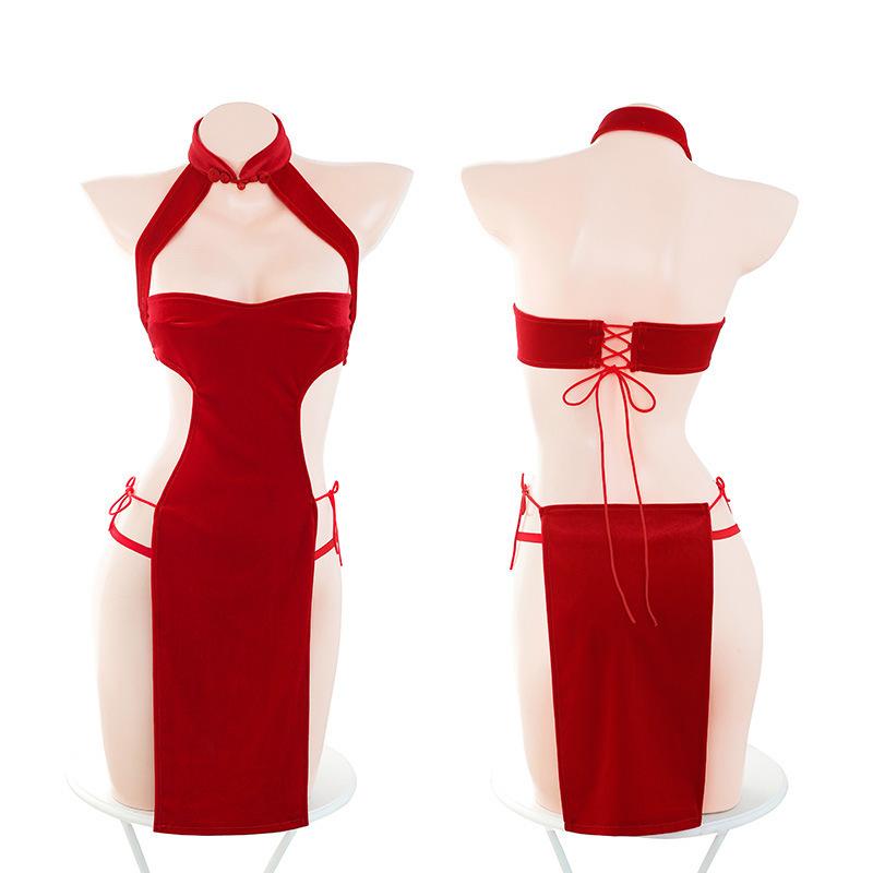 Sex underwear Pure desire war robe Passion free temptation Cheongsam uniform Sexy hot split backless dress