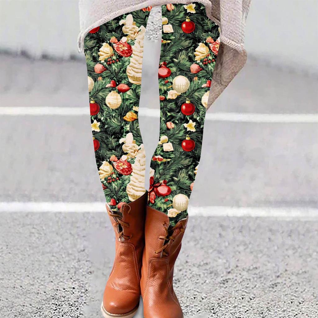 Женские брюки с рождественским принтом, эластичные, мягкие, повседневные, домашние, спальные брюки