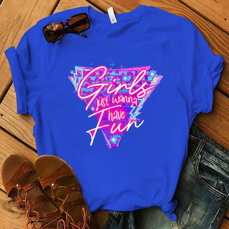 Новые смешные футболки с принтом 'Girls Just Wanna Have Fun', модные женские футболки с коротким рукавом, крутые летние повседневные топы