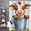 Милая шторка для душа Ironton с теленком, Декоративная шторка для душа для ванной комнаты, Водонепроницаемая шторка для душа с крючками