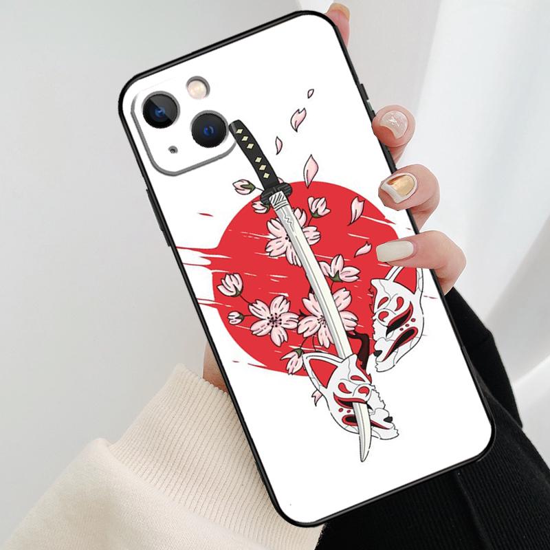 Japan Samurai Ninja Ronin Phone Case For iPhone 13 14 15 16 Pro Max 11 12 XS XR X Plus Shockproof Bumper Soft Cover