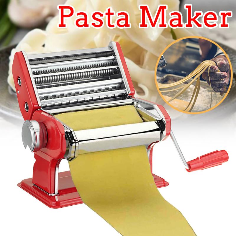 Stainless Red Noodle Maker Steel Pasta Machine Lasagne Spaghetti Tagliatelle Ravioli Dumpling Maker Machine with Two Cutter
