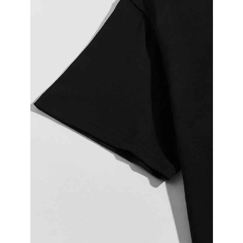 Европейские размеры Мужская модная футболка с круглым вырезом и принтом-буквой, с коротким рукавом, удобная и универсальная, подходит для лета