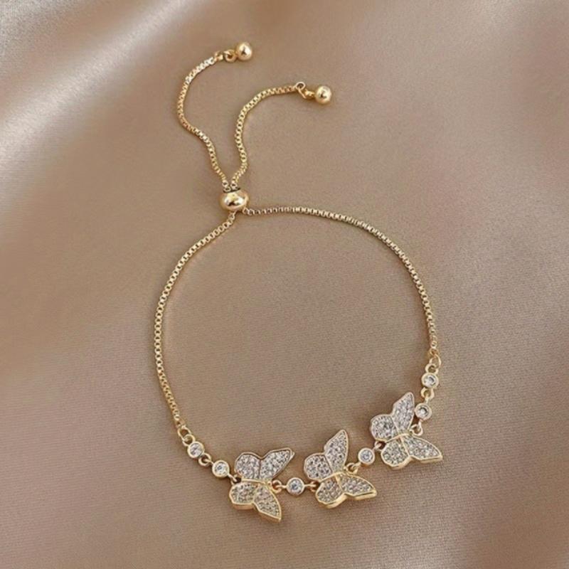 Fashionable Luxury Simple Zircon Butterfly Bracelet for Women Versatile Personality Creative Elegant Party Zircon Holiday Gift