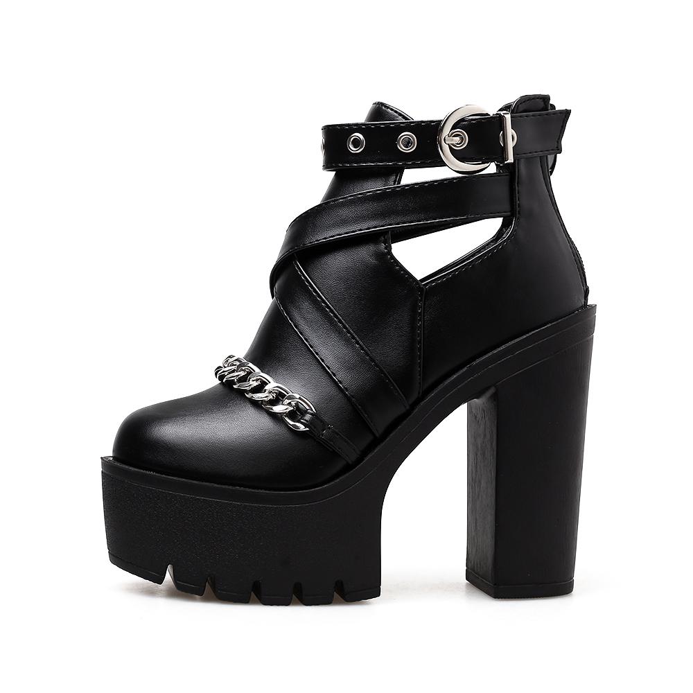 Женские ботинки на платформе и каблуке