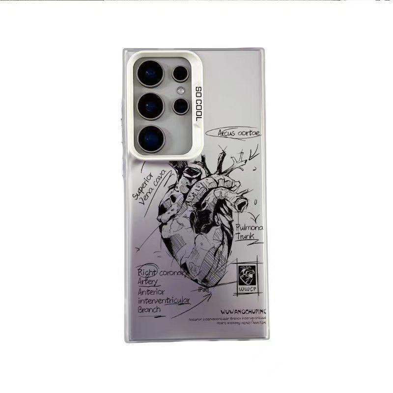 Чехол-скетч с сердцем для Samsung Galaxy S25 Ultra/S24/A55/A56/S21
