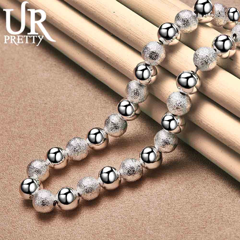 8 мм 92 пробы стерлингового серебра бусины ожерелье модные свадебные украшения