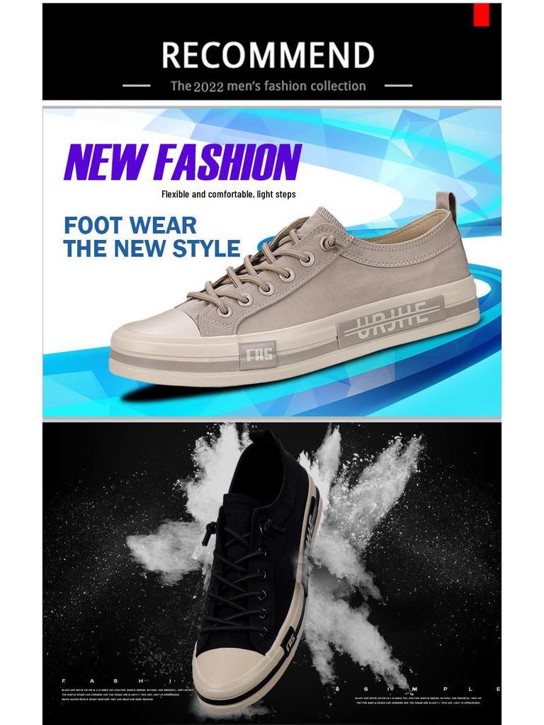 2025 Summer Men's Low-Top Color Block Canvas Slip-On Skate Shoes