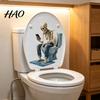 Self Adhesive PVC Wall Decals Funny Skeleton Toilet Cover Sticker, Self-Adhesive Waterproof Sitting on Decorative Ceramic Tile Stickers Seat