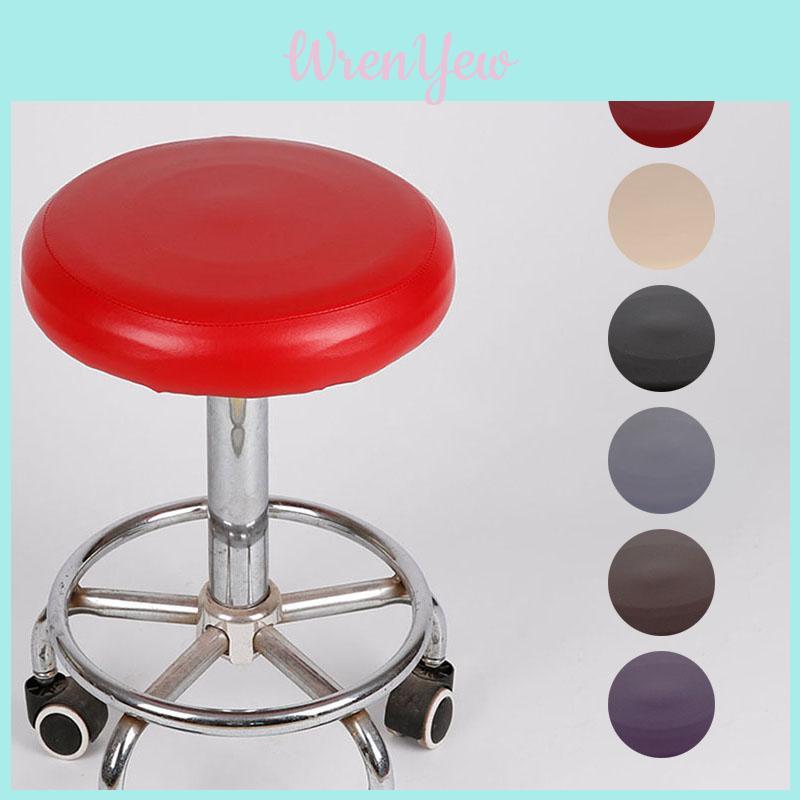 Bar Cover Stool Chic Round Chair Covering Seat Slipcover Faux Leather 1pc