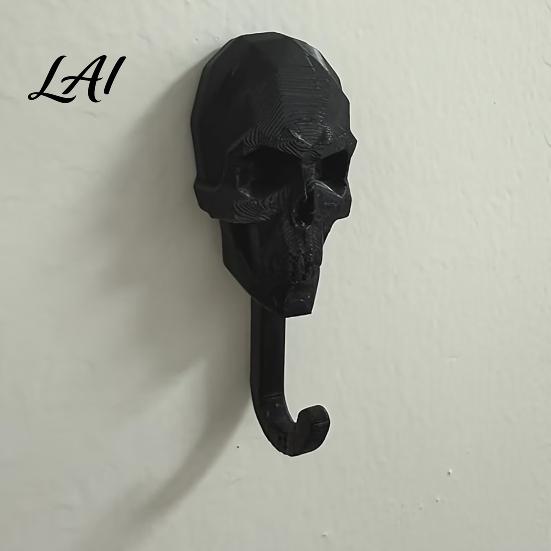 Sturdy Wall Organizer 2Pcs 3D Printed Skull Hook Gothic Dark Mounted Hanger Geometric Personalized Pendant Towel Key Hat Storage Hook for