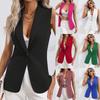 Spring and Autumn New Solid Color Cardigan Single Button Jacket Sleeveless Round Neck Jacket Women