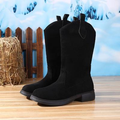 Женские ковбойские сапоги в западном стиле, ретро сапоги, осенне-зимние новинки, остроносые, на толстом каблуке, британские рыцарские сапоги