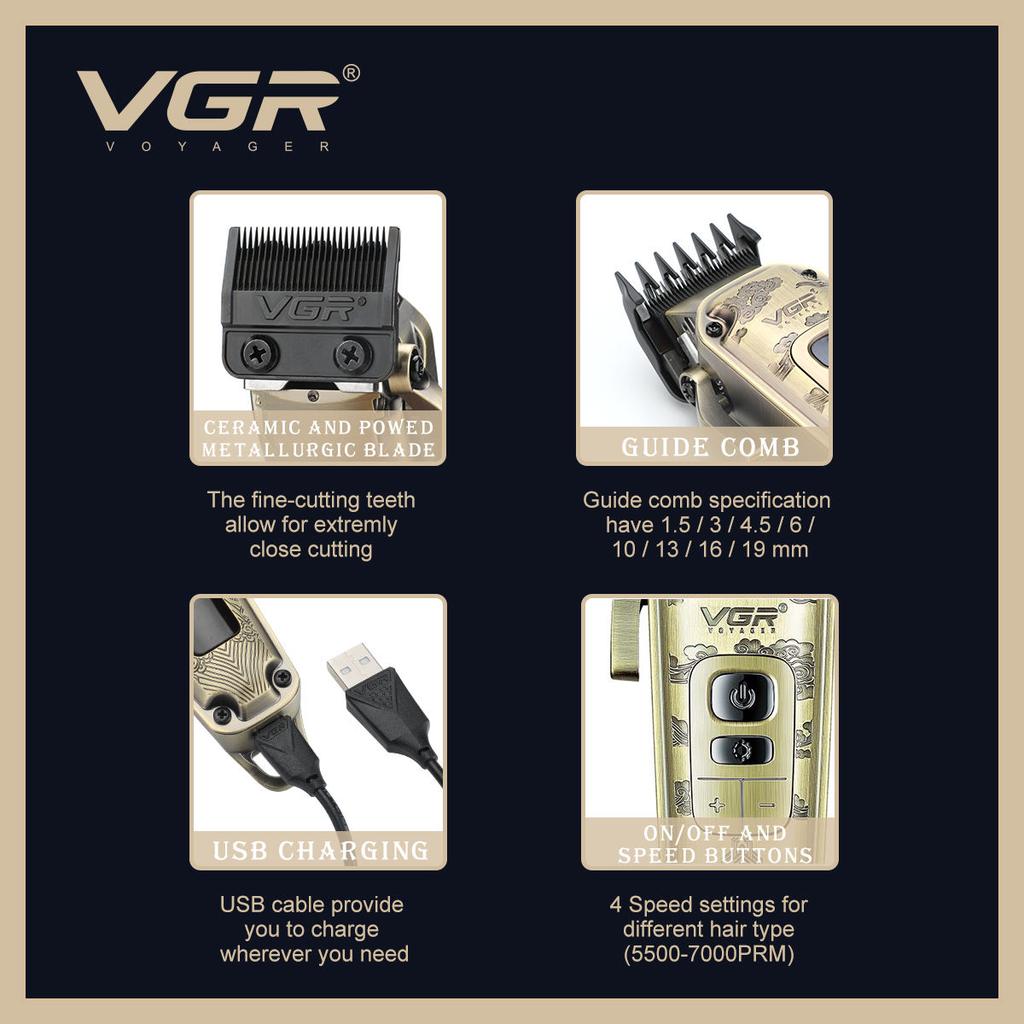 VGR V-005 Металлическая машинка для стрижки волос Ретро Электрическая машинка для стрижки Резная машинка для стрижки волос Машина для стрижки волос Беспроводная машинка для стрижки Цифровой дисплей Машинка для стрижки волос Машинка для стрижки с масляной головкой