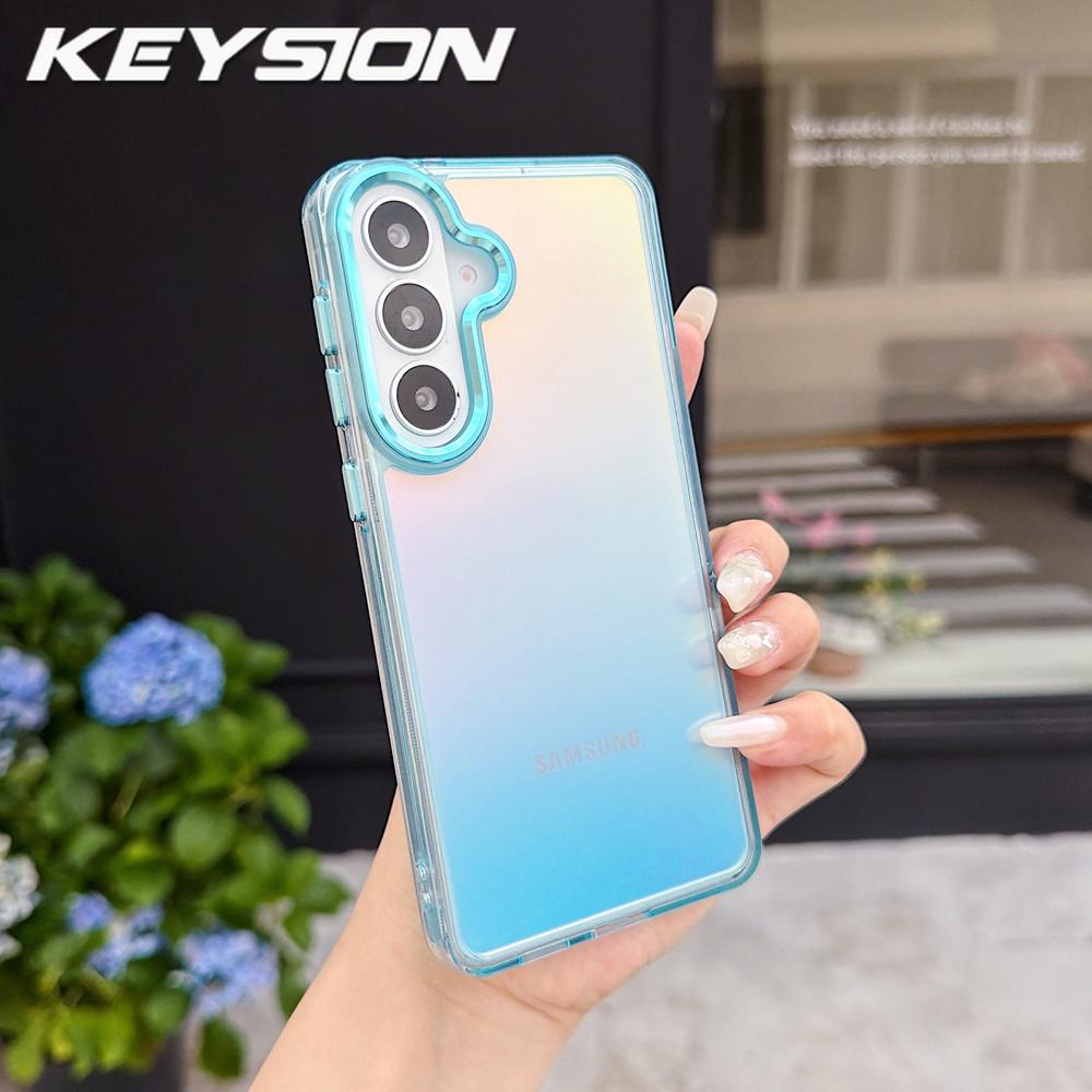 KEYSION Лазерный градиентный цветной чехол для телефона Samsung Galaxy S24 S25 S26 Ultra 5G S26+ S25 FE TPU+PC Ударопрочная задняя крышка