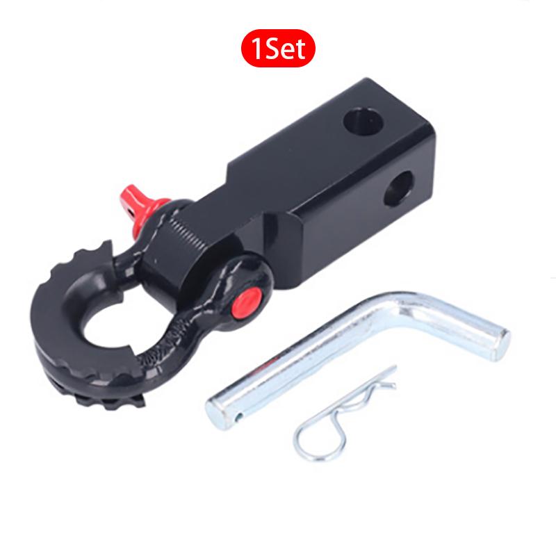 2" Shackle Receiver Recovery Shackle Block Double Hole Powder Coat RED Hitch Receiver Block Includes Hitch Pin D-Ring For SUV