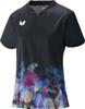 Butterfly Women's Fornas Table Tennis Game Shirt, J.T.T.A (Japan Table Tennis Association) Approved, Rainbow (990), Size M, 46339