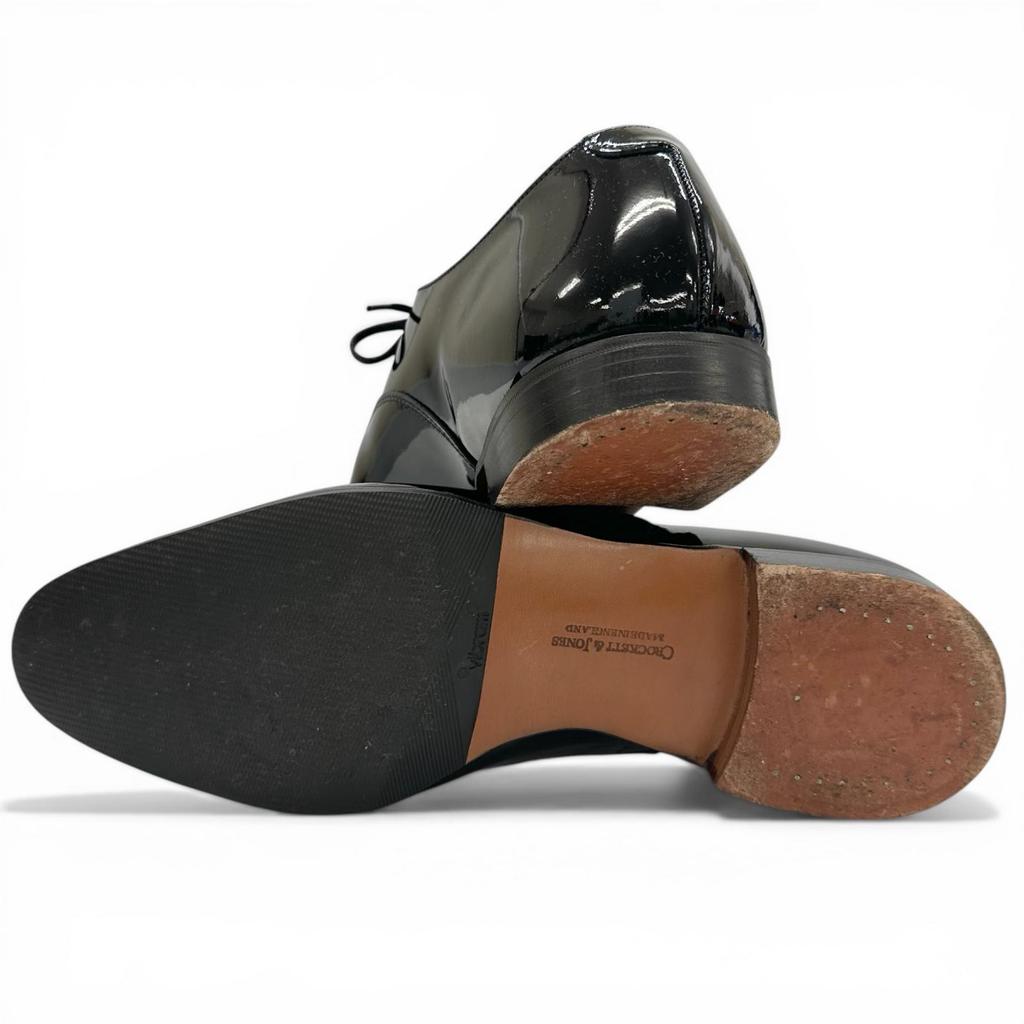 Отличные кожаные туфли CROCKETT&JONES CHEAM 341 Колодка 8 Мужские черные лакированные Б/у