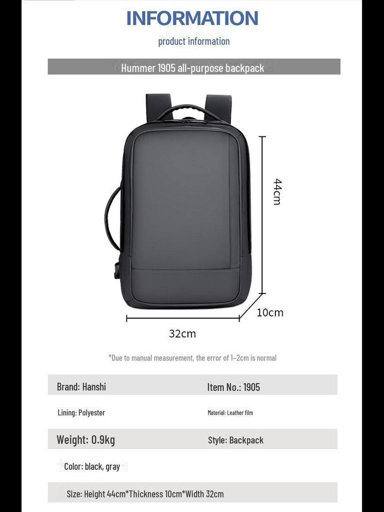 Мужской водонепроницаемый рюкзак для деловых поездок большой вместимости