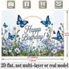 Blue Floral Birthday Banner, Multicolor Wall Hanging Photo Backdrop for Party