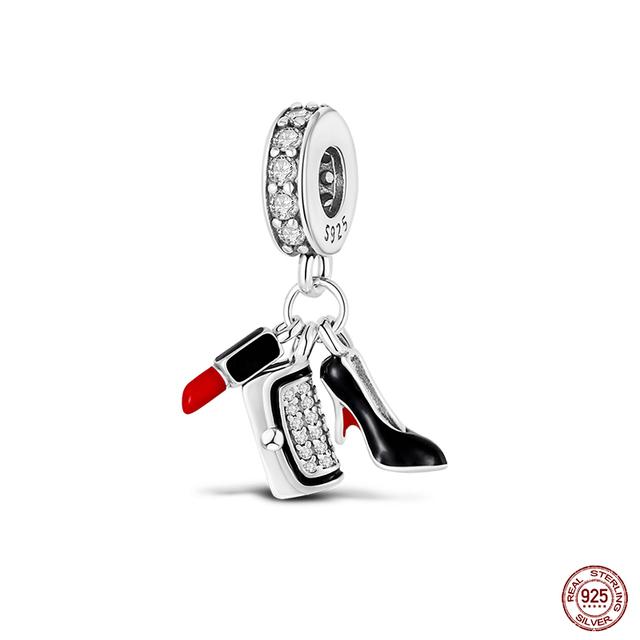 Новые стерлингового серебра 925 пробы красного цвета, подвески в форме сердца, бусины, ювелирные изделия на удачу, подарки