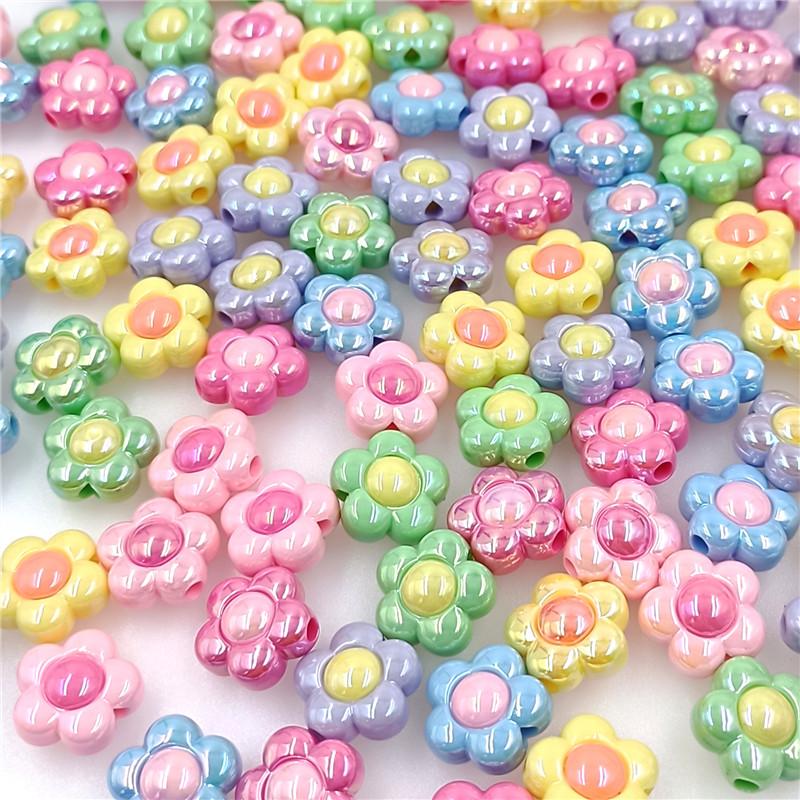 Handmade 16 мм двухцветные бусины ювелирные аксессуары мода 10 шт. материал из бисера ослепляет УФ-покрытием DIY браслет ожерелье акриловый цветок