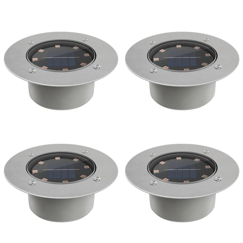 1/4pcs/lot Outdoor Lighting Solar Powered Panel 8 LED Floor Lamps Deck Light  LEDUnderground Light Garden Pathway Spot Lights