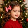 Christmas Bow Hair Clips Candies Clip for Women Girls, Sweet Glitter Hairpins, Artificial Leather Sparkly Clip, Cute Pink Accessories Holiday