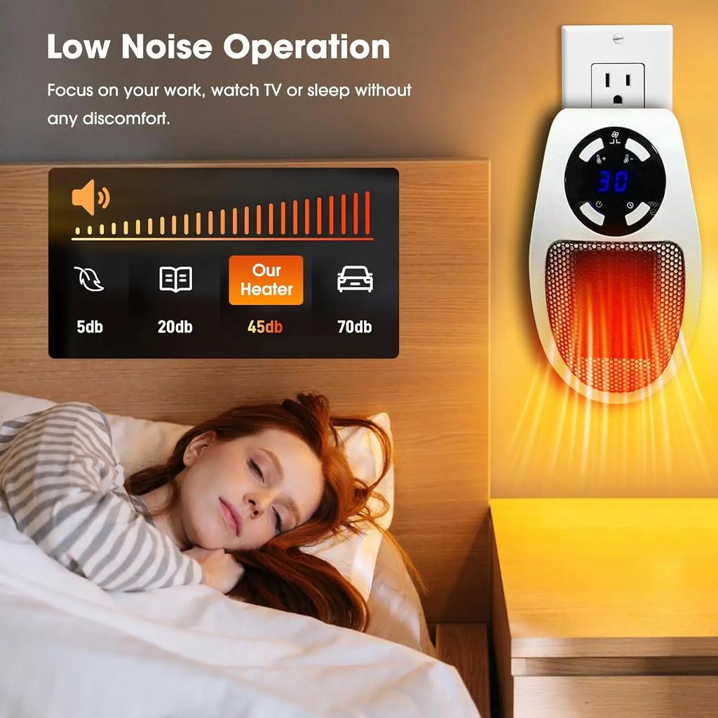 Портативный обогреватель 500 Вт, подключаемый к стене, обогреватель для комнаты, бытовой прибор, отопительная печь, электрический обогреватель с регулируемым термостатом и таймером