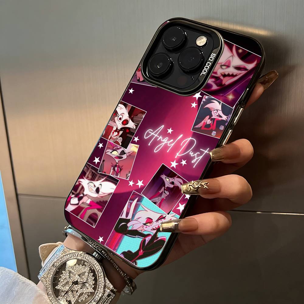 A-Angel Dust H-Hazbin H-Hotel Чехол для телефона для iPhone 17,16,15,14,13,12,11 Plus Pro Max Цветной Серебряный Чехол для телефона