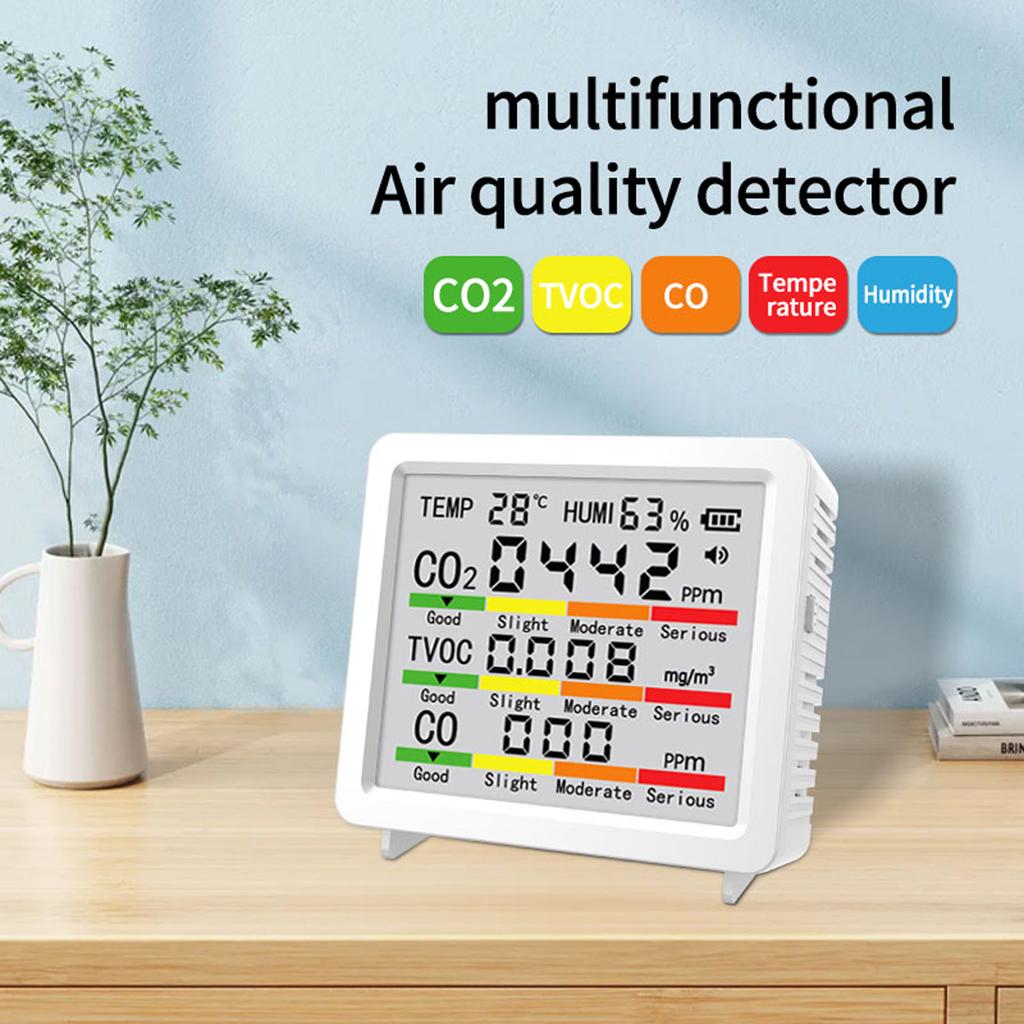 Portable Real-Time Detector TVOC Temperature Humidity CO CO2 Detection Portable Smart Air Quality Tester for Home Office