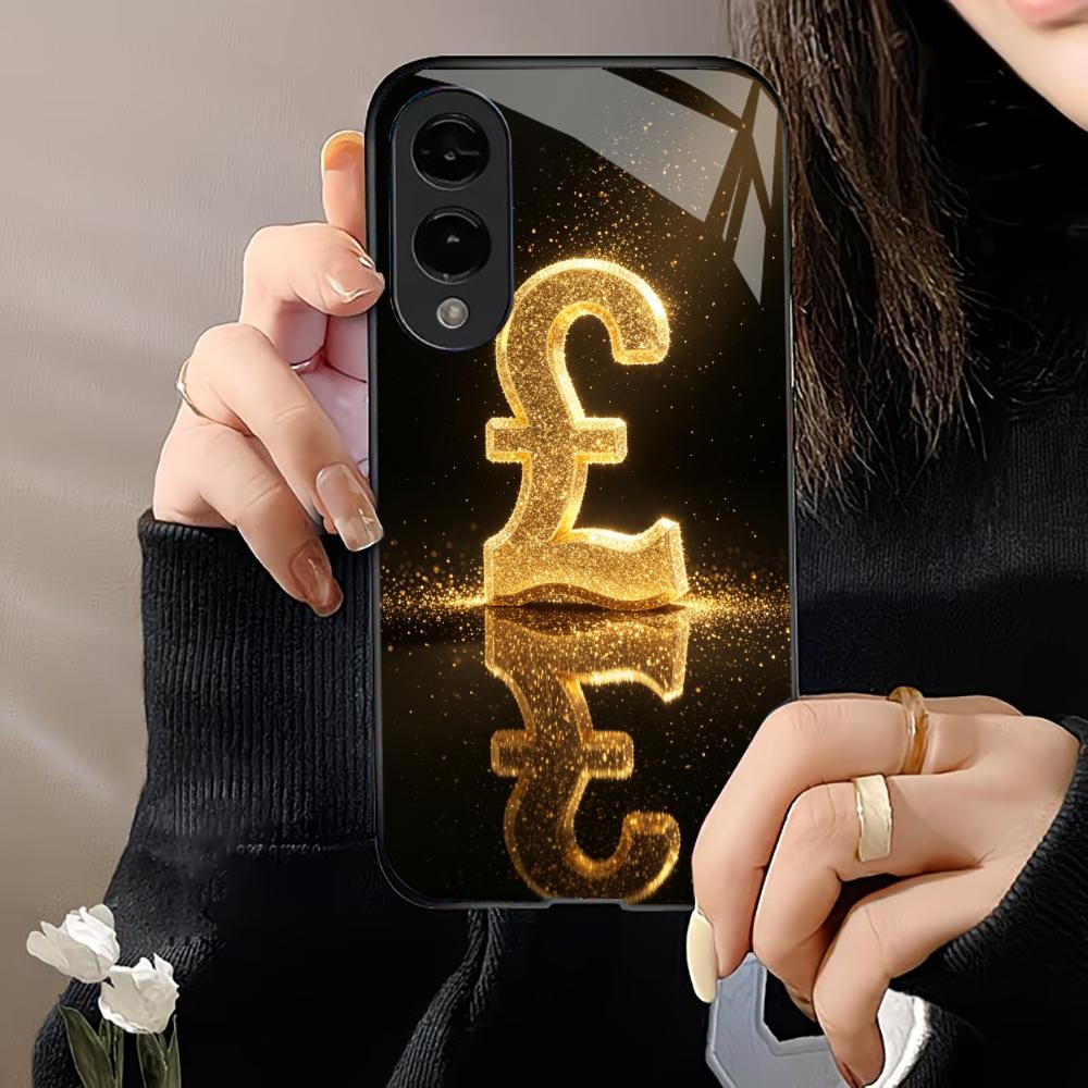 Premium Gold Pound Sign phone case glass s25 ultra case s26 ultra case for Samsung Galaxy S26 S25 S24 S23 S22 FE Ultra Plus