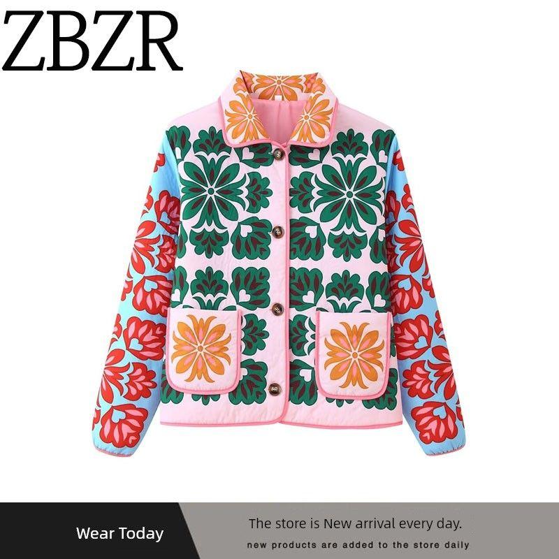 Za Export New Arrival Women's Clothing ZR Fashion Wind French Fashion Stylish Loose Positioning Print Cotton Coat Jacket