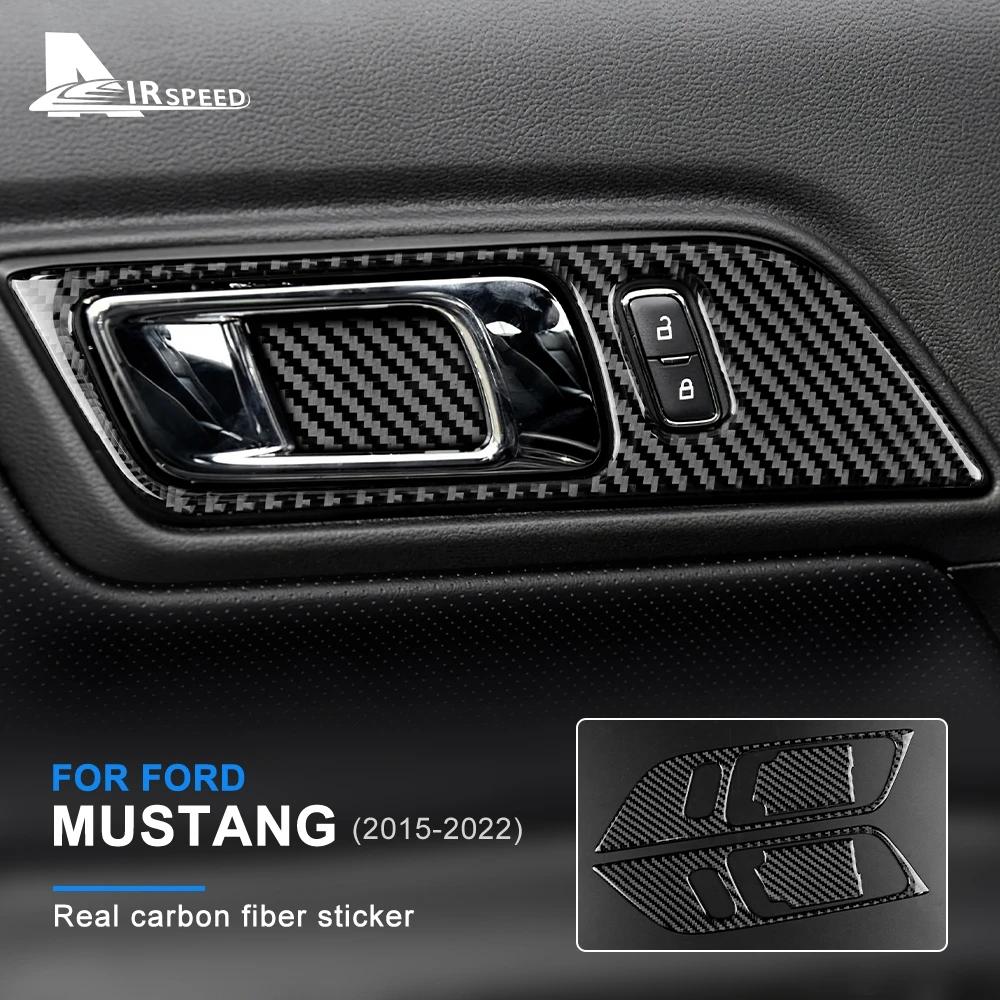 Внутренняя ручка двери автомобиля из углеродного волокна, наклейка на рамку дверной чаши для Ford Mustang 2015-2022, аксессуары для интерьера