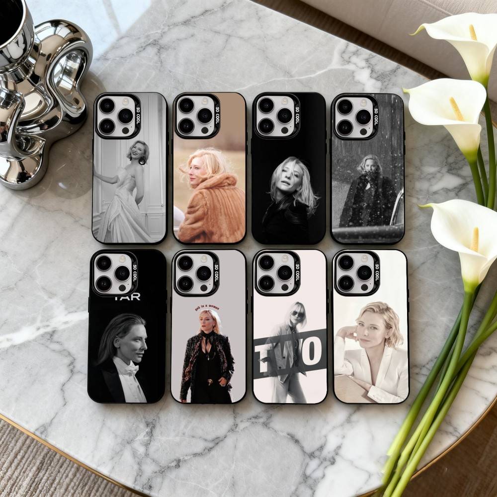 C-Cate-E B-Blanchett Actress Phone Case For iPhone17,16,15,14,13,12,11 Plus,Pro Max Black Candy silver phone case