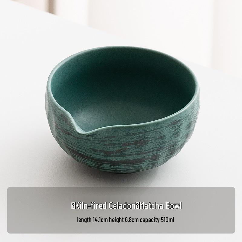 Handmade Japanese Matcha Ceramic Tea Bowl and Bamboo Whisking Tool
