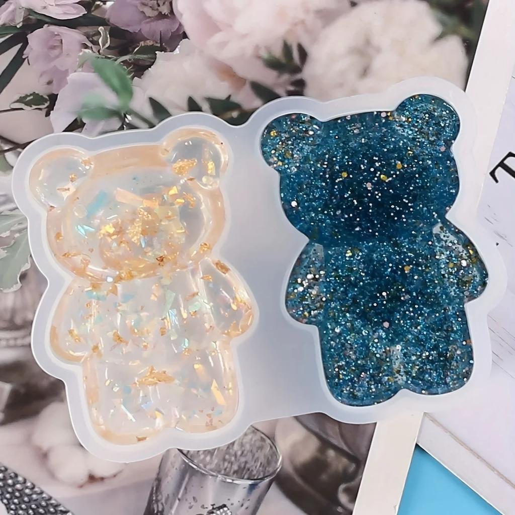 1pc/3pcs/5pcs DIY bear casting mold, silicone resin epoxy bucket mold, agate crystal epoxy resin pendant casting mold