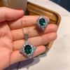 Jewelry Simulation Emerald Pendant Necklace Ring Set Main Stone Hanging 10 * 12 Ring 8 * 10