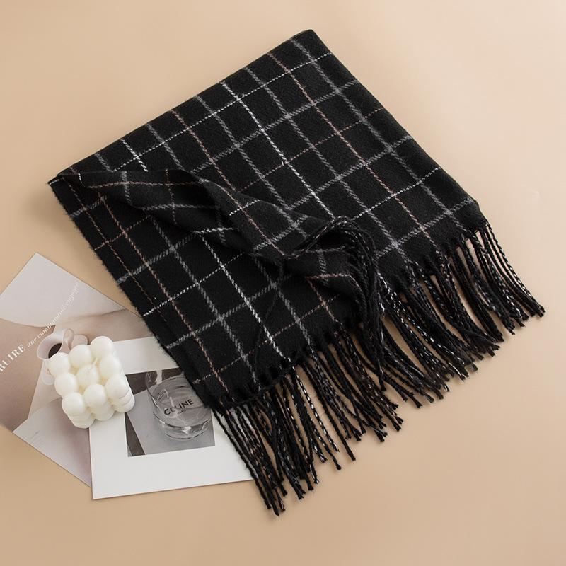 Maillard Scarf Women's Winter New Korean Style High End Retro Versatile Plaid Warm Couple Scarf