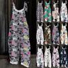 Women's Jumpsuit Christmas Print Casual Loose Vintage Shoulder Strap Cotton Linen