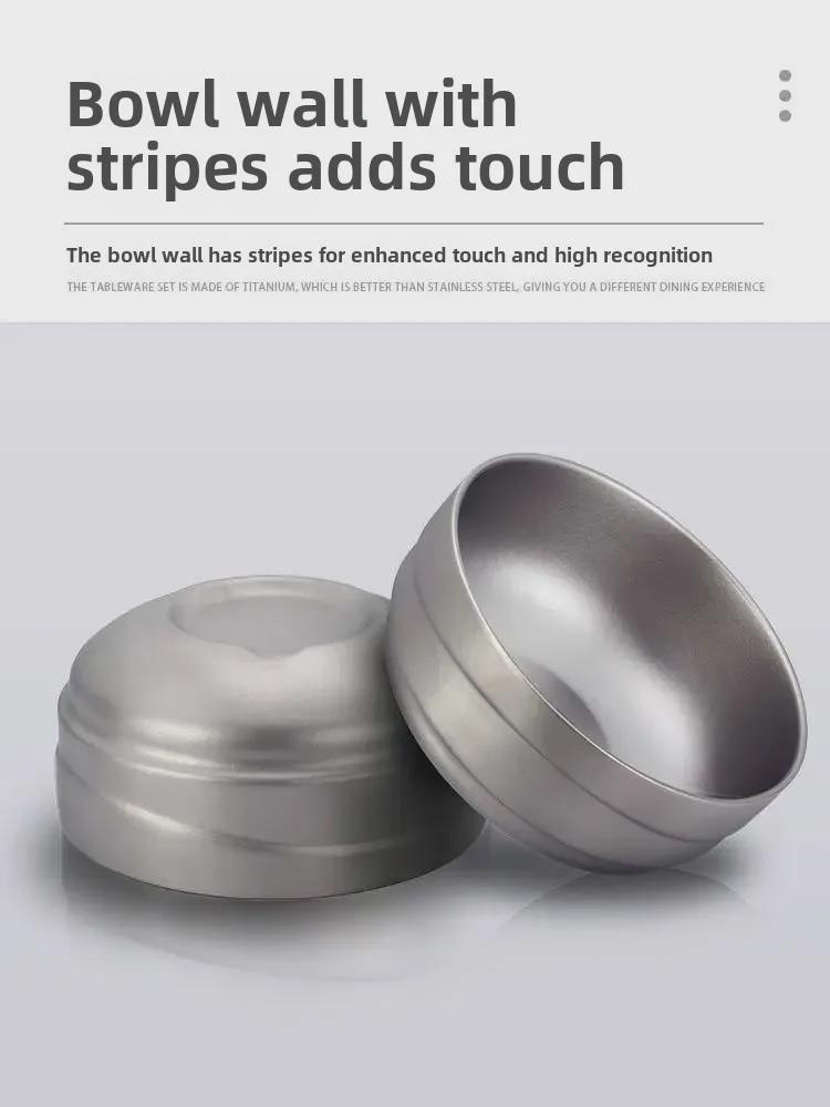 Набор столовых приборов для улицы из чистого титана: Миска, палочки для еды и ложка для кемпинга и пикника
