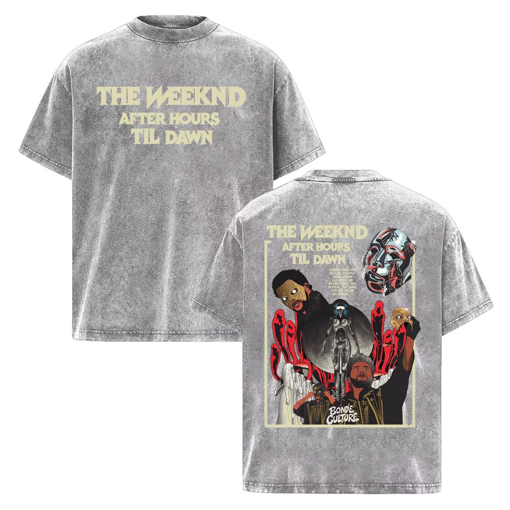 The Weeknd "one of The Girls" Letters Print T-Shirt Men Women Hip Hop Vintage Washed T-shirts High Quality Casual Cotton T Shirt