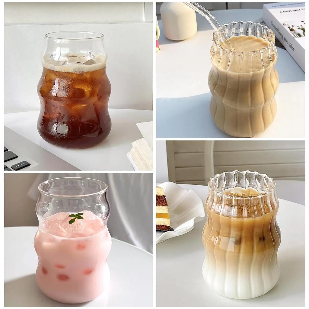 4 шт. 530 мл стеклянная кружка термостойкий стакан посуда для напитков прозрачный чай сок молоко кофе кружка домашняя вода стаканы полосатая пивная кружка