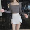 2024 Celebrity Style Black High Waist A-Line Slit Skirt Pants for Women - Spring/Summer Casual Slim Fit