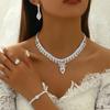 New Leaf Necklace Earrings Four-piece Set Fashion Bridal Wedding Rhinestone Accessories Necklace