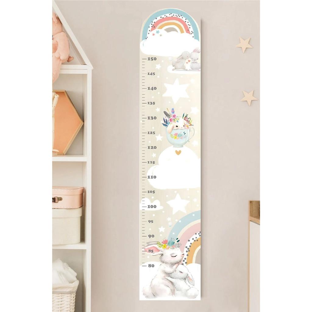 Наклейка на датчик высоты в детской комнате с кроликом и радугой